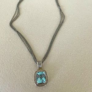 Blue Topez 14k gold and sterling Silver Necklace